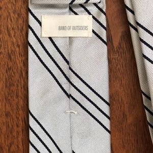 Band Of Outsiders Silver and Black Striped Tie